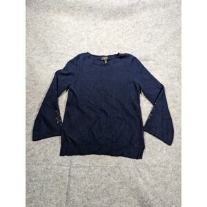 Cashmere Charter Club Luxury Size Medium Navy Sweater Star Sleeve Patriotic